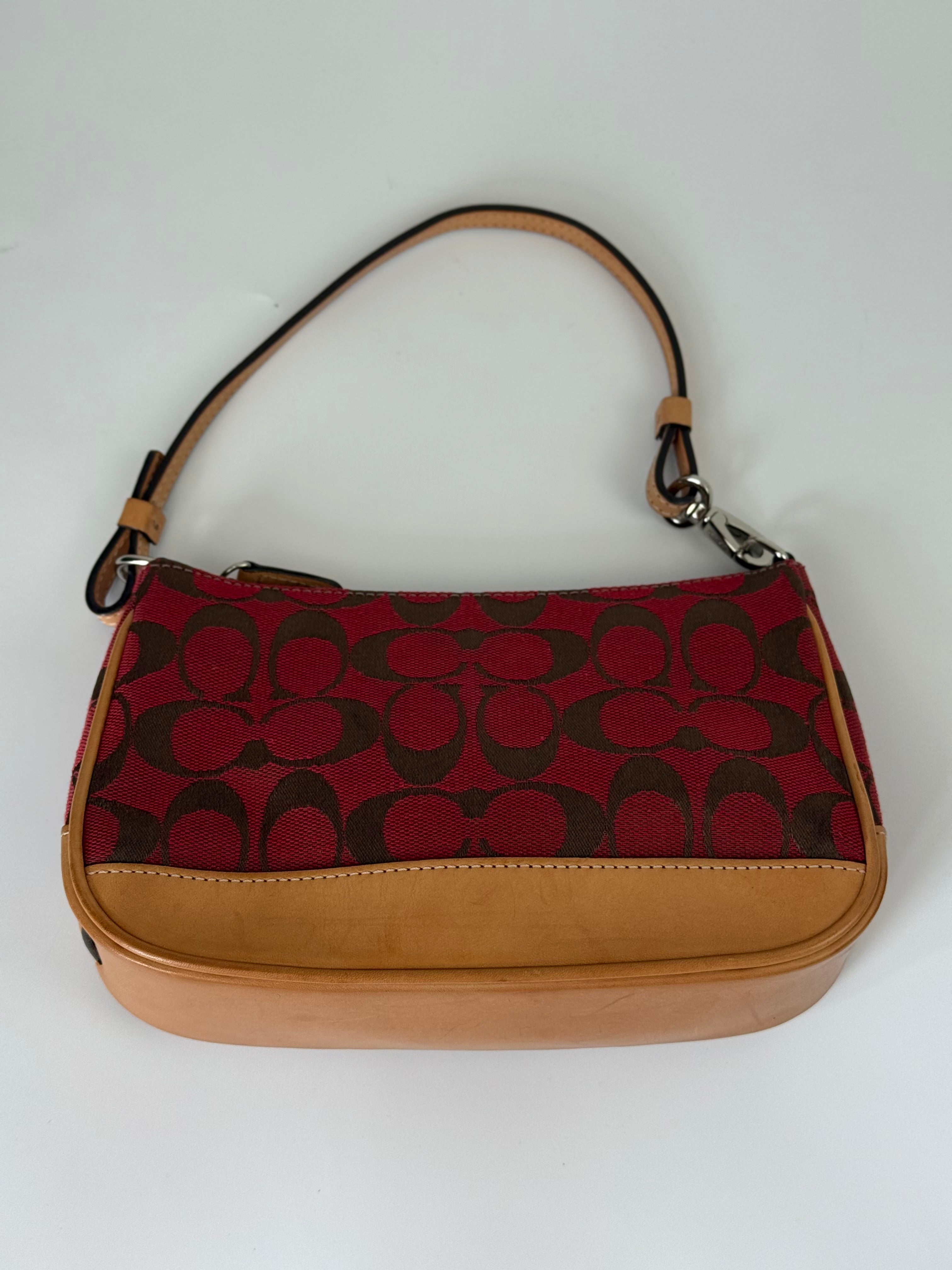 Vintage Coach Signature Demi Bag Coach Red Black Canvas Small Handbag 00s Y2K