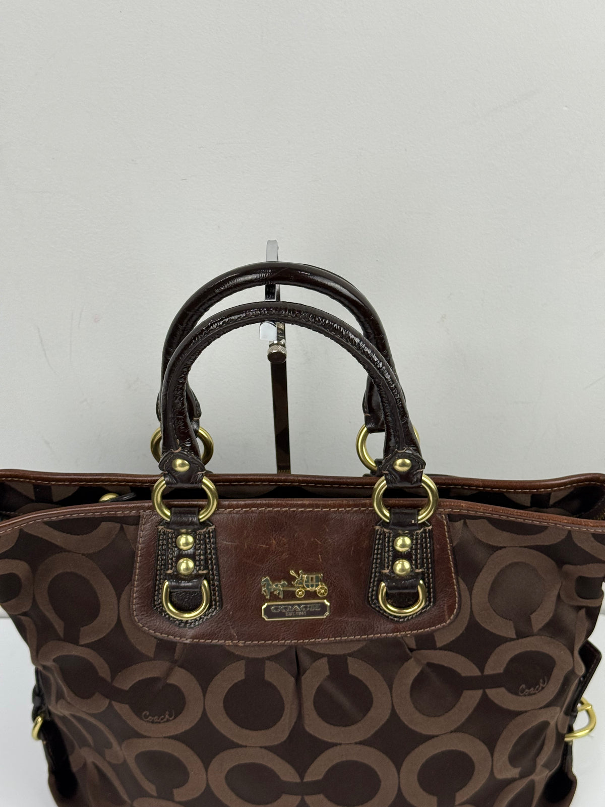 Vintage Coach Madison Op Art Julianne Tote Bag Brown Coach Signature Canvas Handbag 00s Y2K