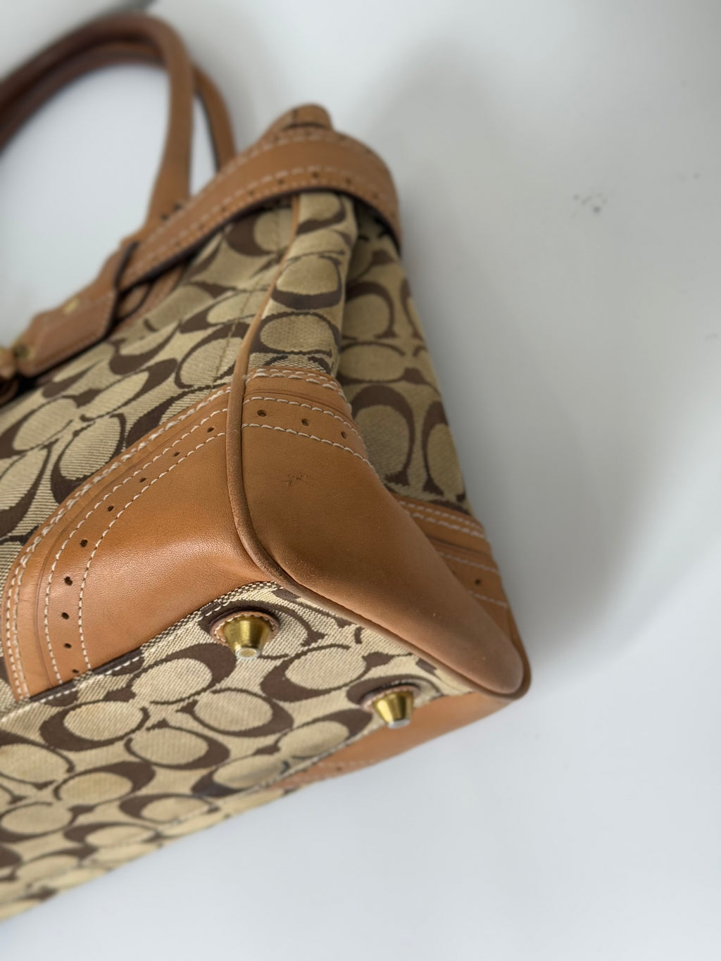 Vintage Coach Hampton Signature Tote Bag Brown & Beige Coach Canvas HandBag 00s Y2K