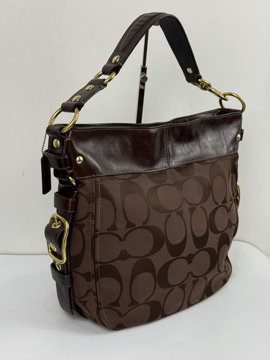 Vintage Coach Dark Brown Zoe Bag Coach Signature Shoulder Bag 00s Y2K