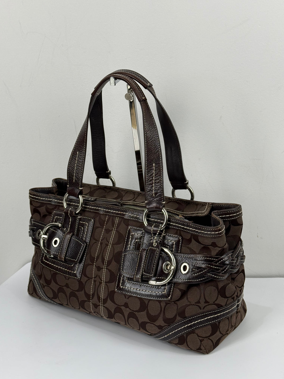 Vintage Coach Dark Brown Soho Satchel Bag Coach Signature Handbag 00s Y2K