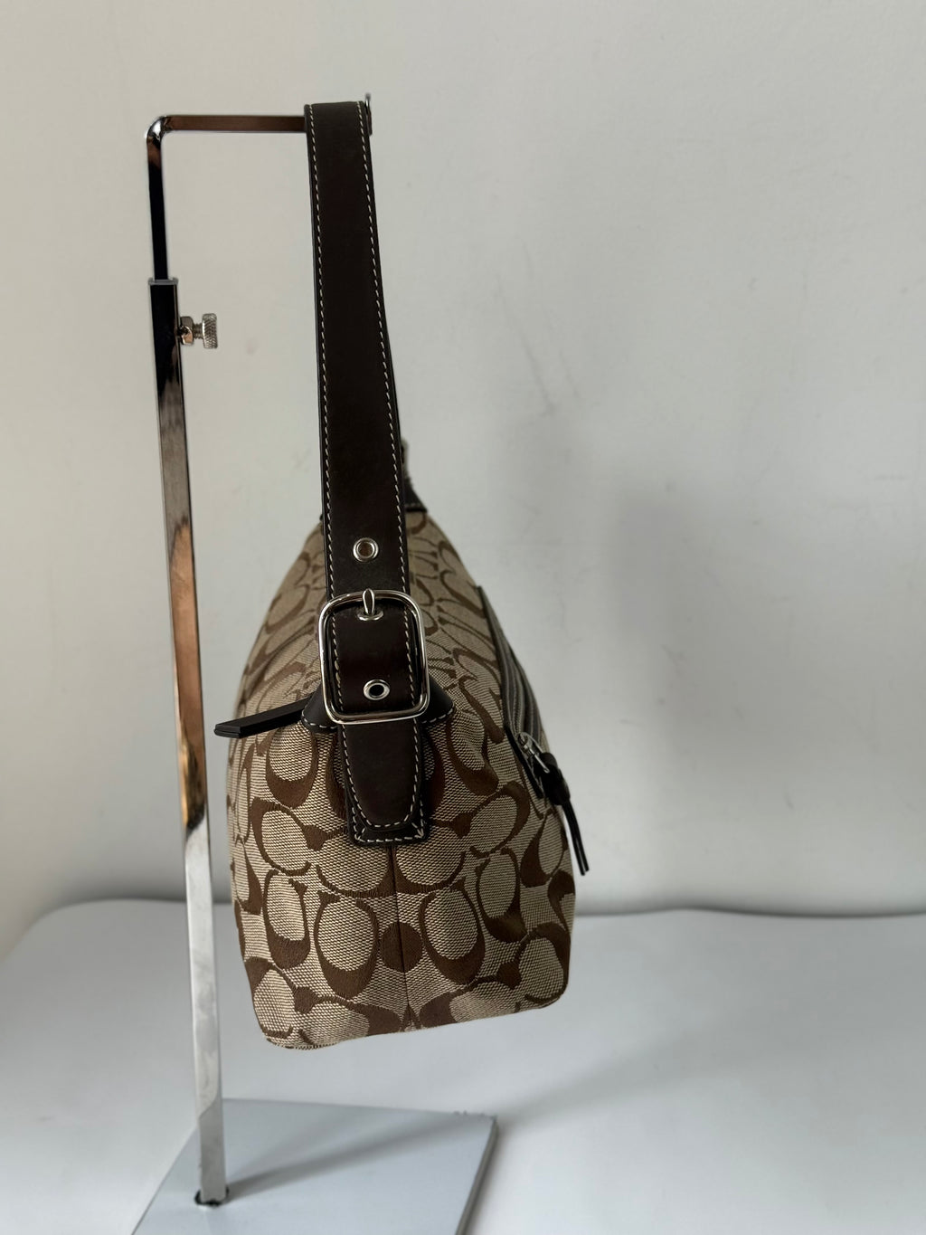 Vintage Coach Tabby Shoulder Bag Brown & Beige Signature Canvas Handbag 00s Y2K