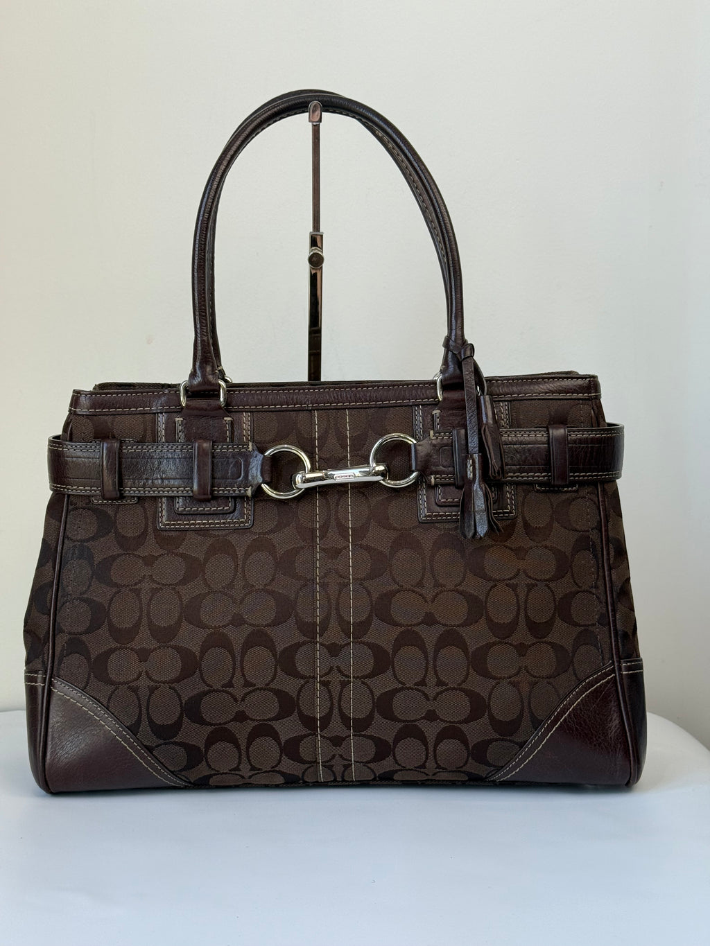 Vintage Coach Hampton Tote Bag Brown Coach Signature Monogram HandBag 00s Y2K Bag