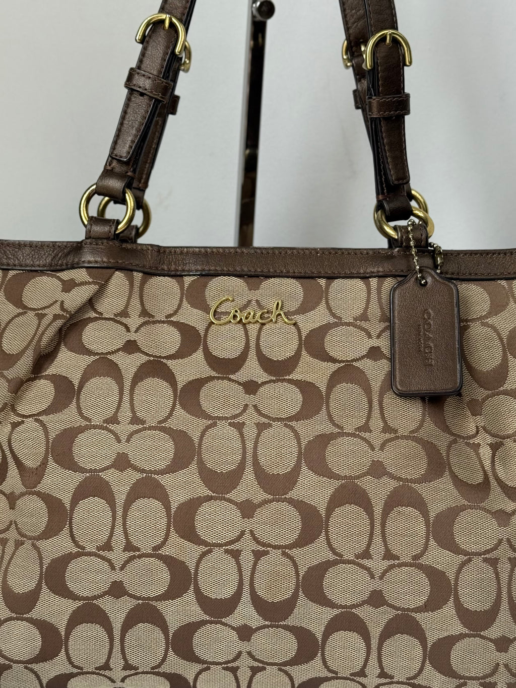 Vintage Coach Signature Taylor Tote Bag Camel Brown Coach Canvas Shoulder Bag Y2K