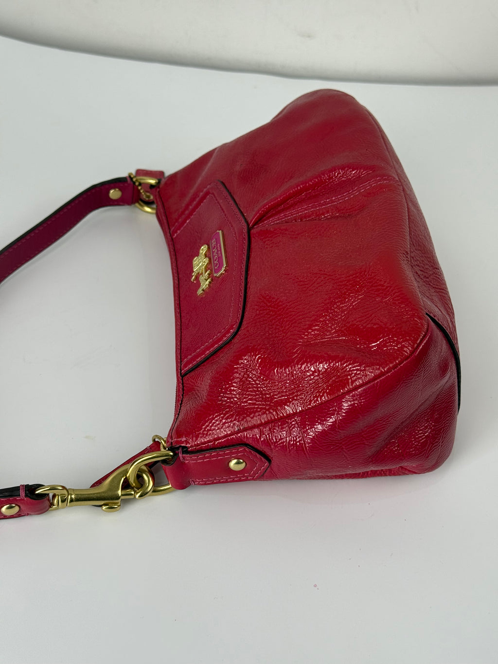 Vintage Coach Madison HandBag Pink/Red Patent Leather Coach Bag 00s Y2K