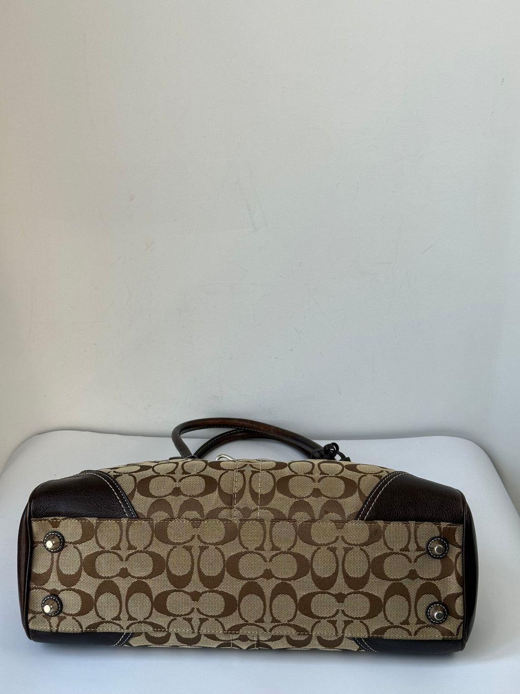 Vintage Coach Hampton Tote Bag Brown & Beige Signature Shoulder Bag 00s Y2K Handbag