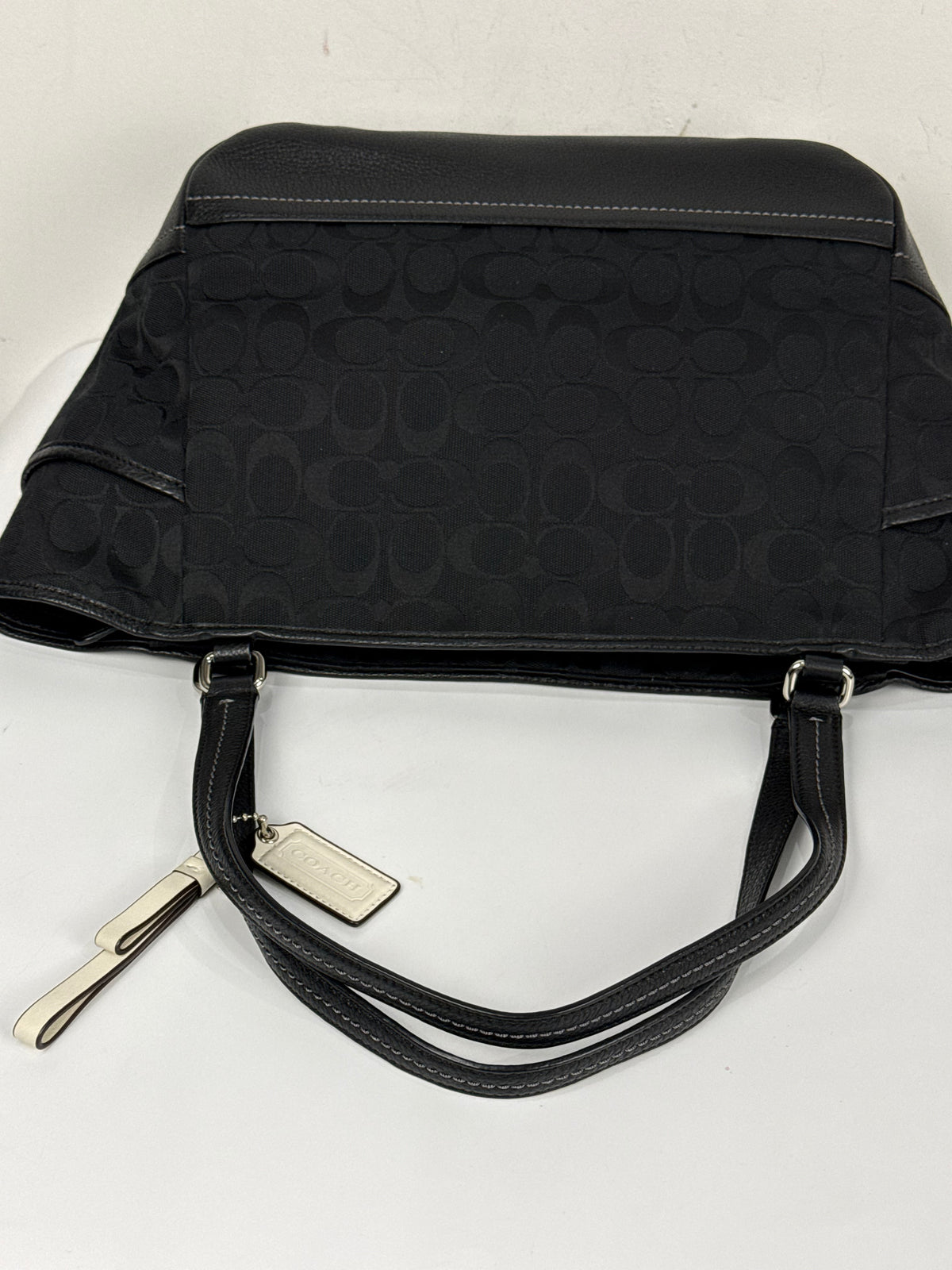Vintage Coach Park Signature Carrie Tote Bag Black Coach Canvas Handbag 00s Y2K