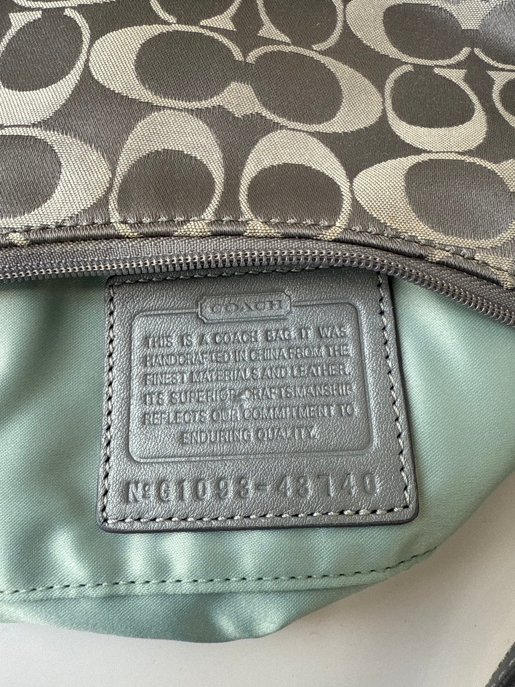 Vintage Coach Kristin Opt Art Handbag Light Blue Signature Pouch Bag 00s Y2K