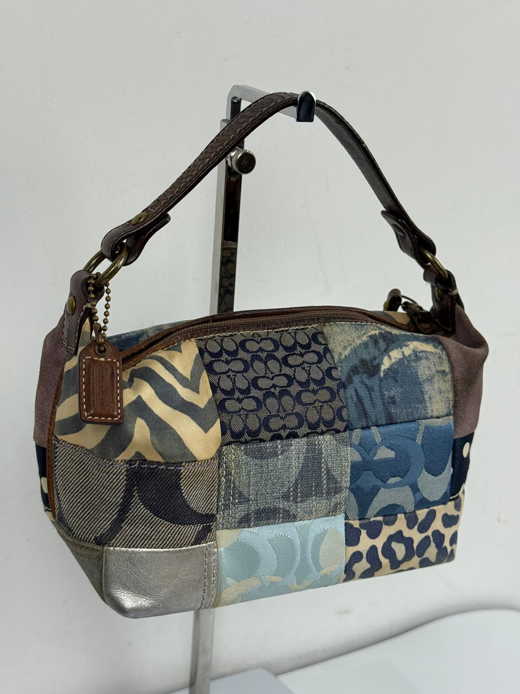Vintage Coach Blue Denim Patchwork HandBag Coach Y2K Leather Bag