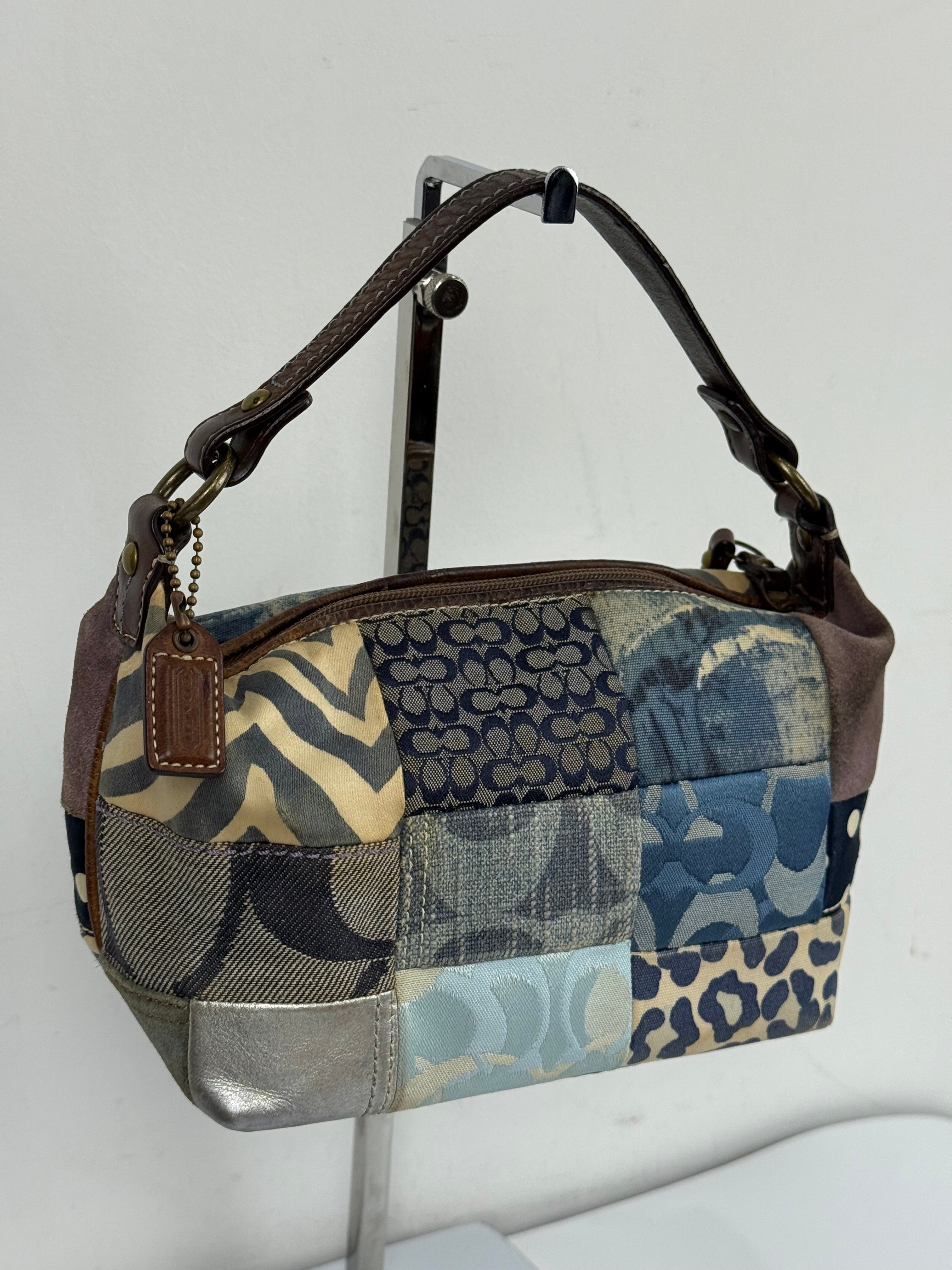 Vintage Coach Blue Denim Patchwork HandBag Coach Y2K Leather Bag