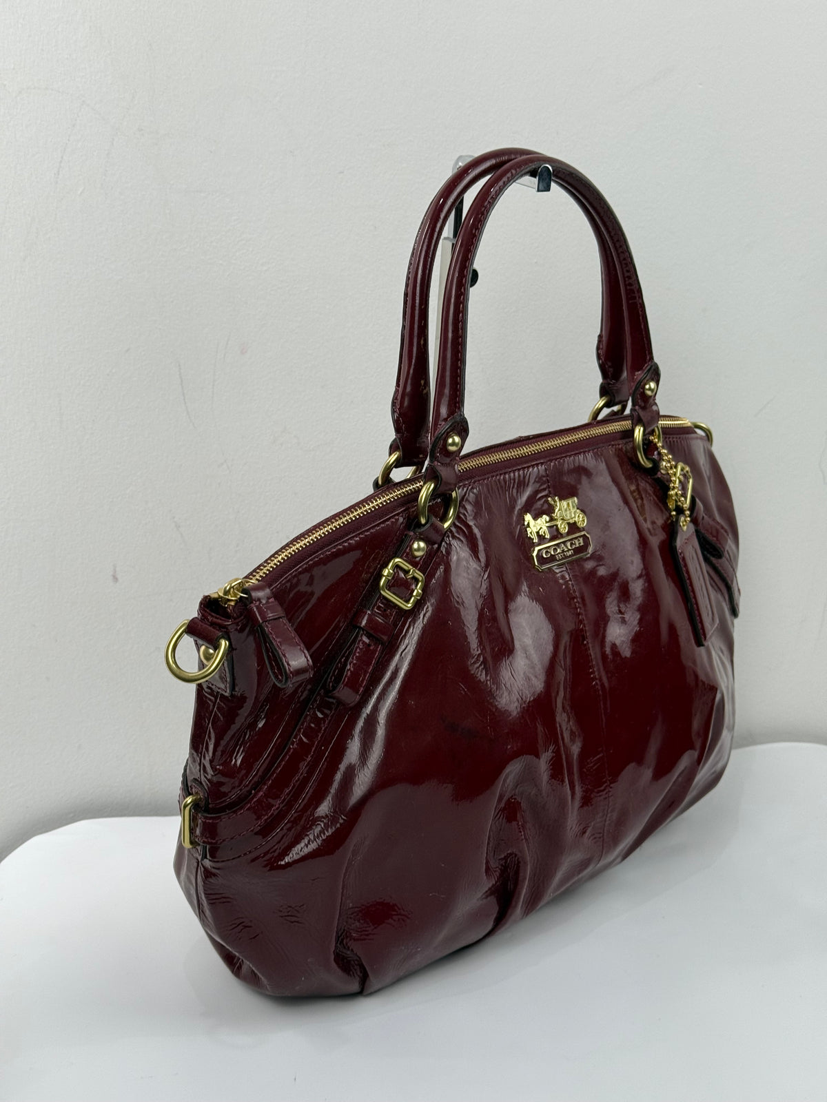 Vintage Coach Madison Red Patent Leather Bag Coach Leather Handbag 00s Y2K