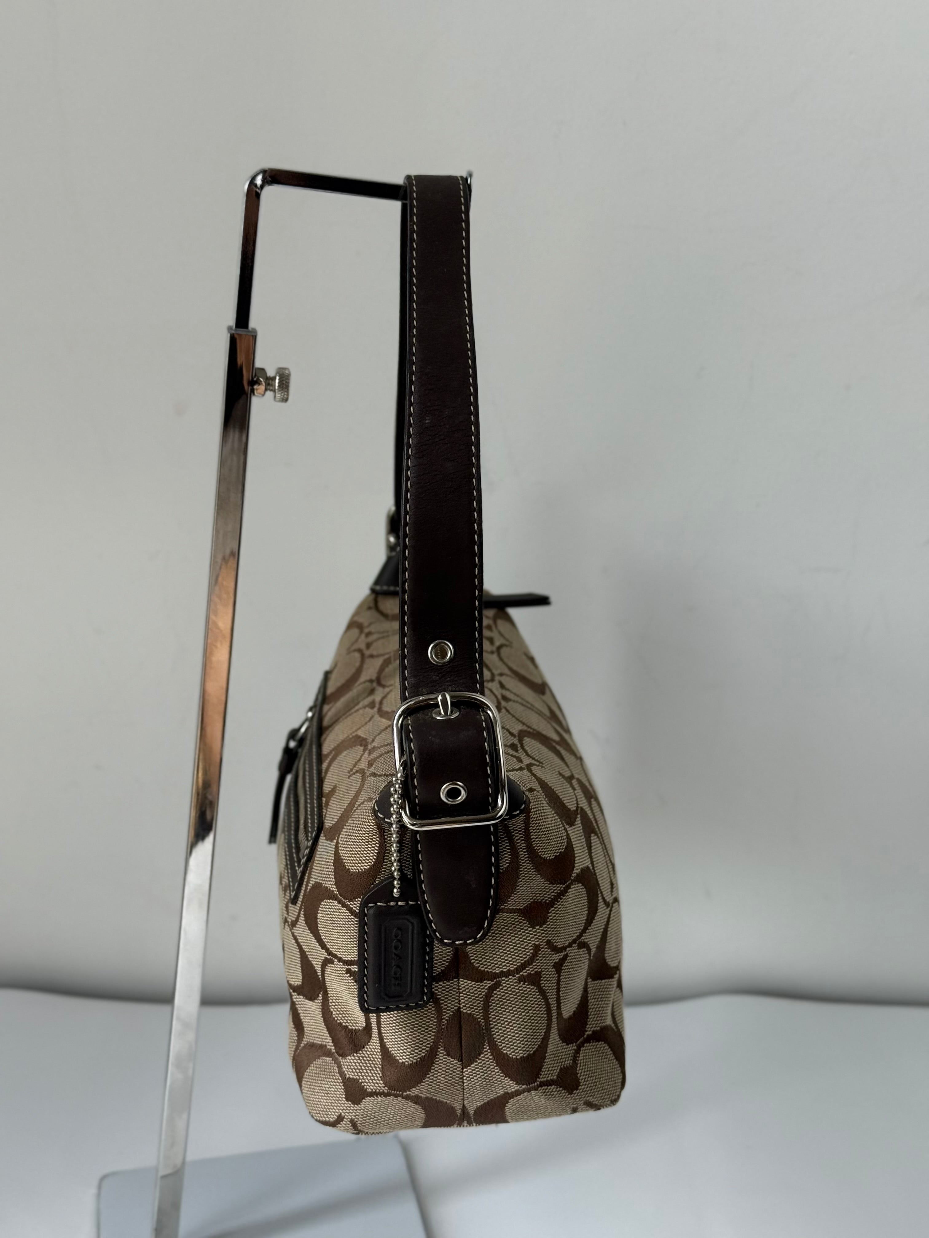 Vintage Coach Tabby Shoulder Bag Brown & Beige Signature Canvas Handbag 00s Y2K