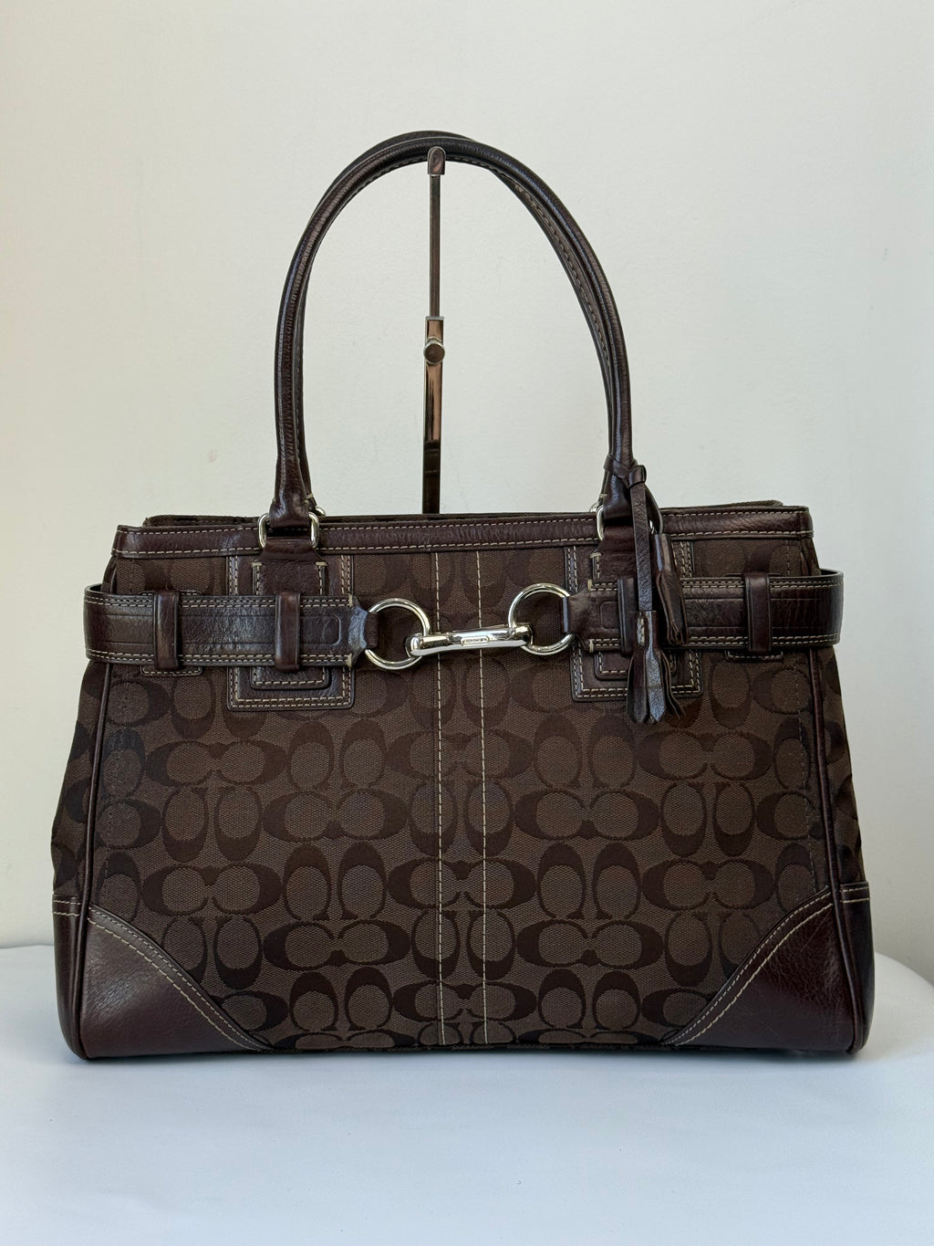 Vintage Coach Hampton Tote Bag Brown Coach Signature Monogram HandBag 00s Y2K Bag