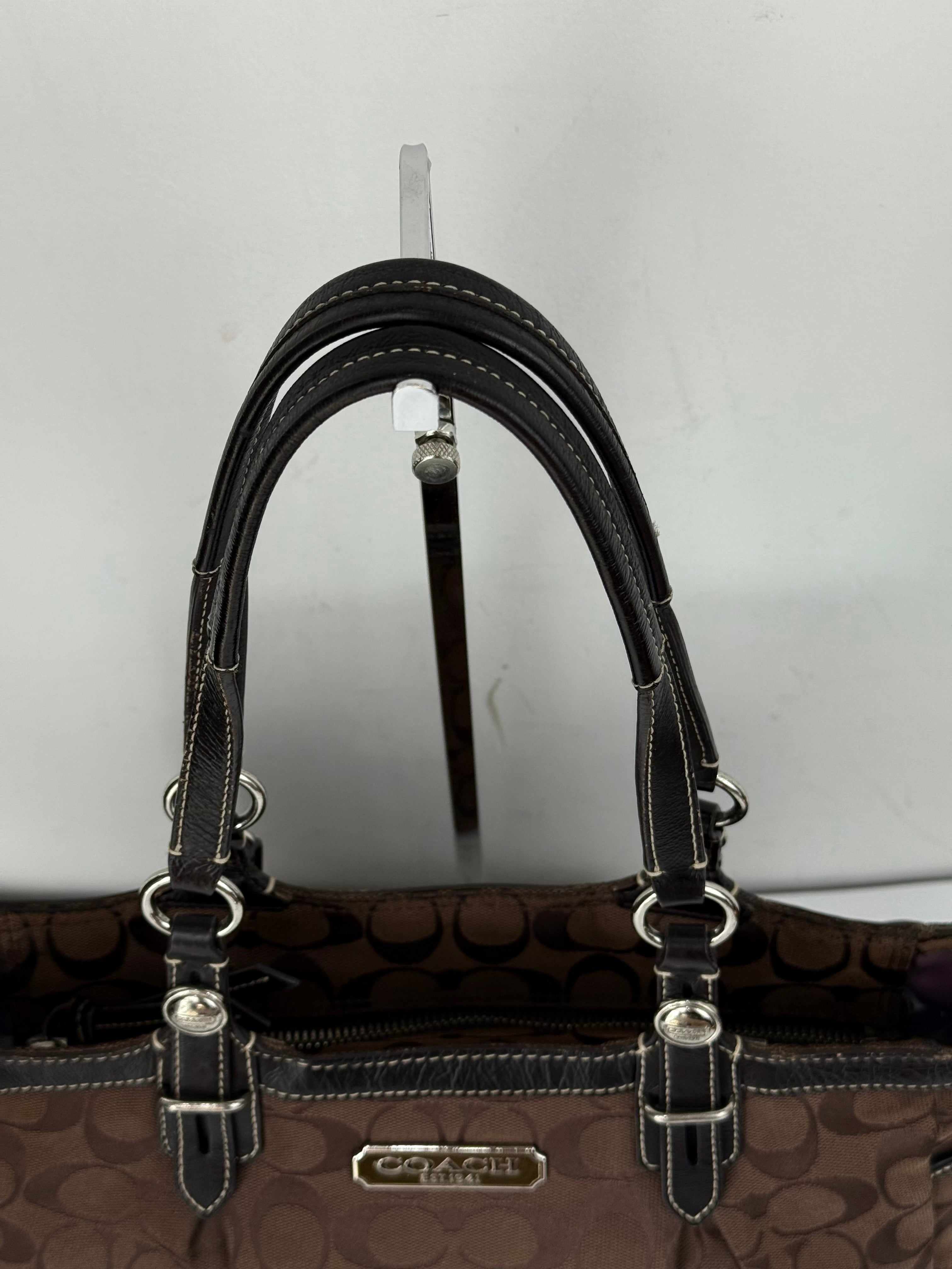 Vintage Coach Gallery East West Tote Bag Coach Dark Brown Signature Y2K Handbag