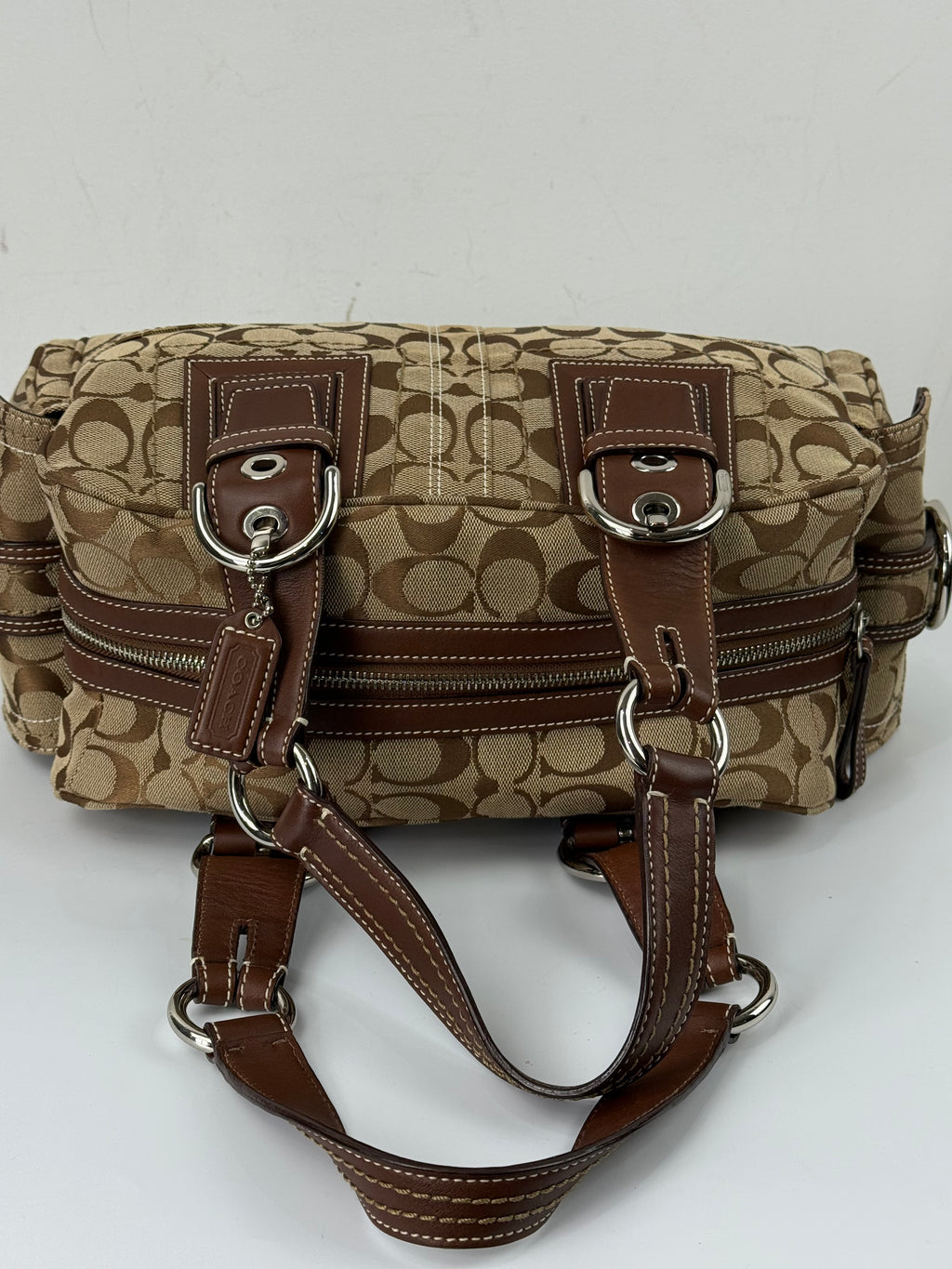 Vintage Coach Dark Brown Boston Satchel Soho Mia Signature Shoulder Bag 00s Y2K