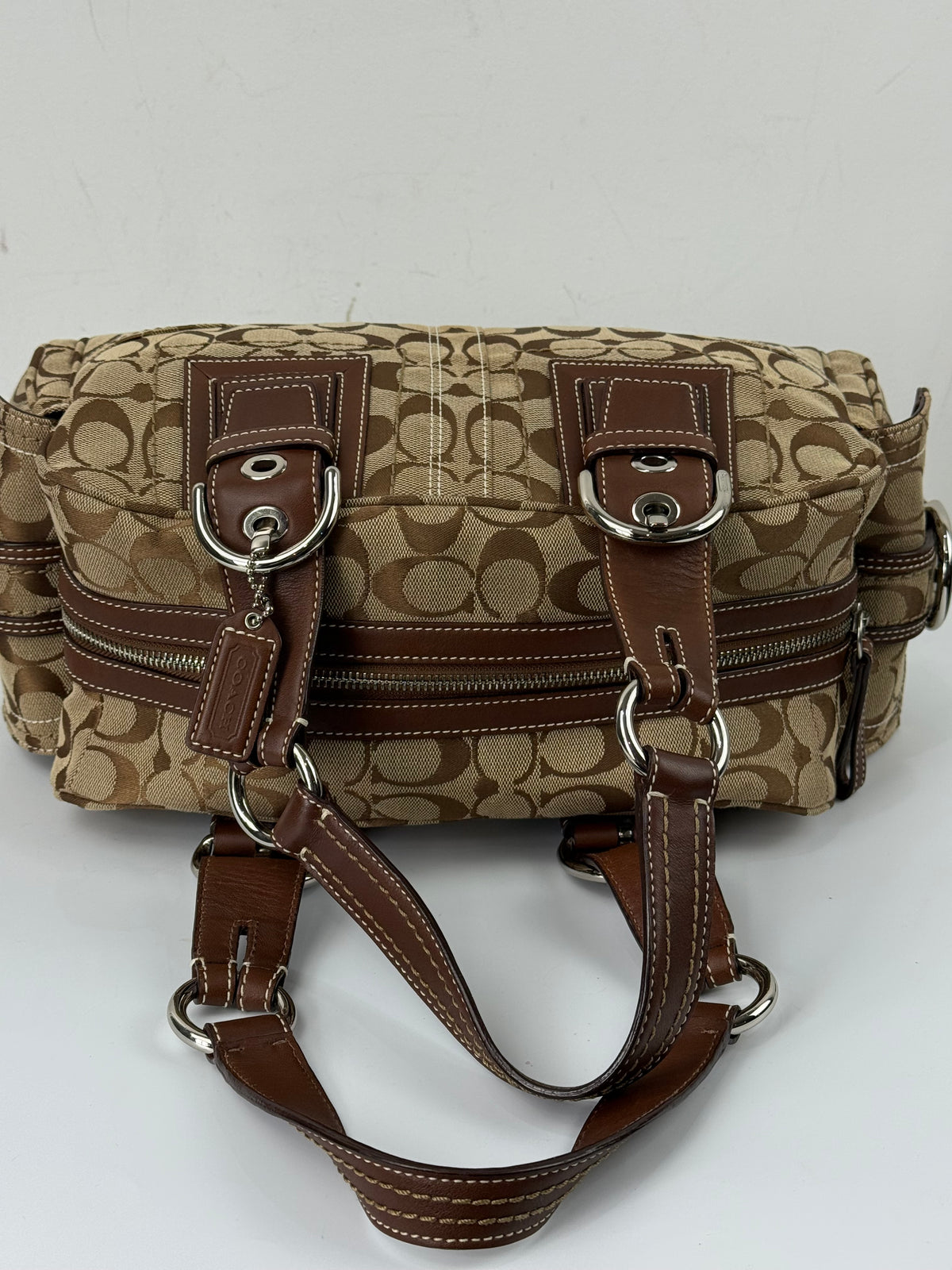 Vintage Coach Dark Brown Boston Satchel Soho Mia Signature Shoulder Bag 00s Y2K