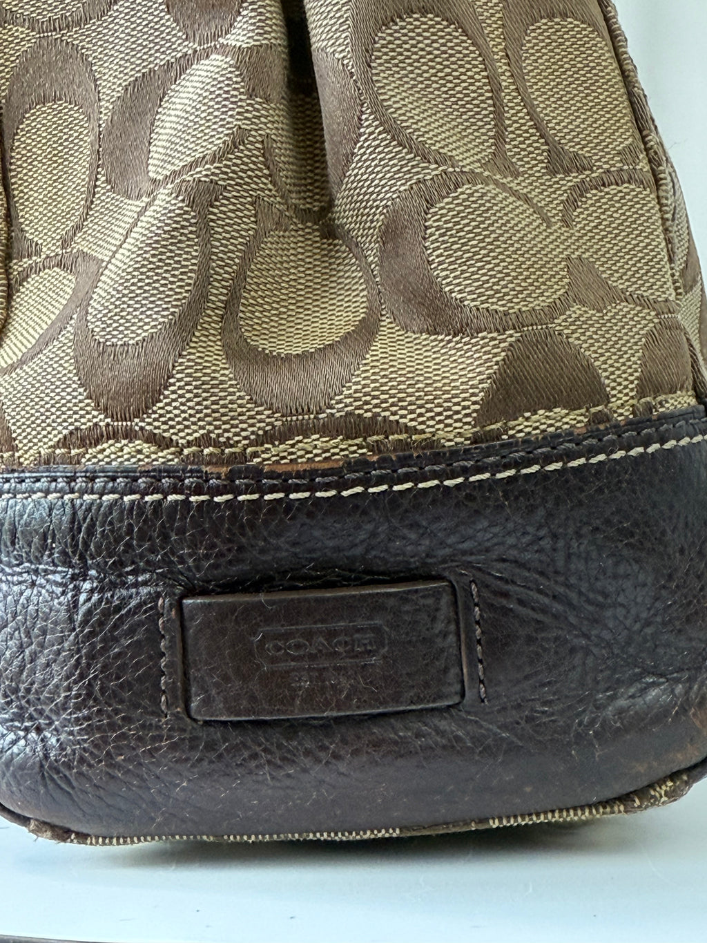 Vintage Coach Hampton Tote Bag Brown & Beige Signature Shoulder Bag 00s Y2K Handbag