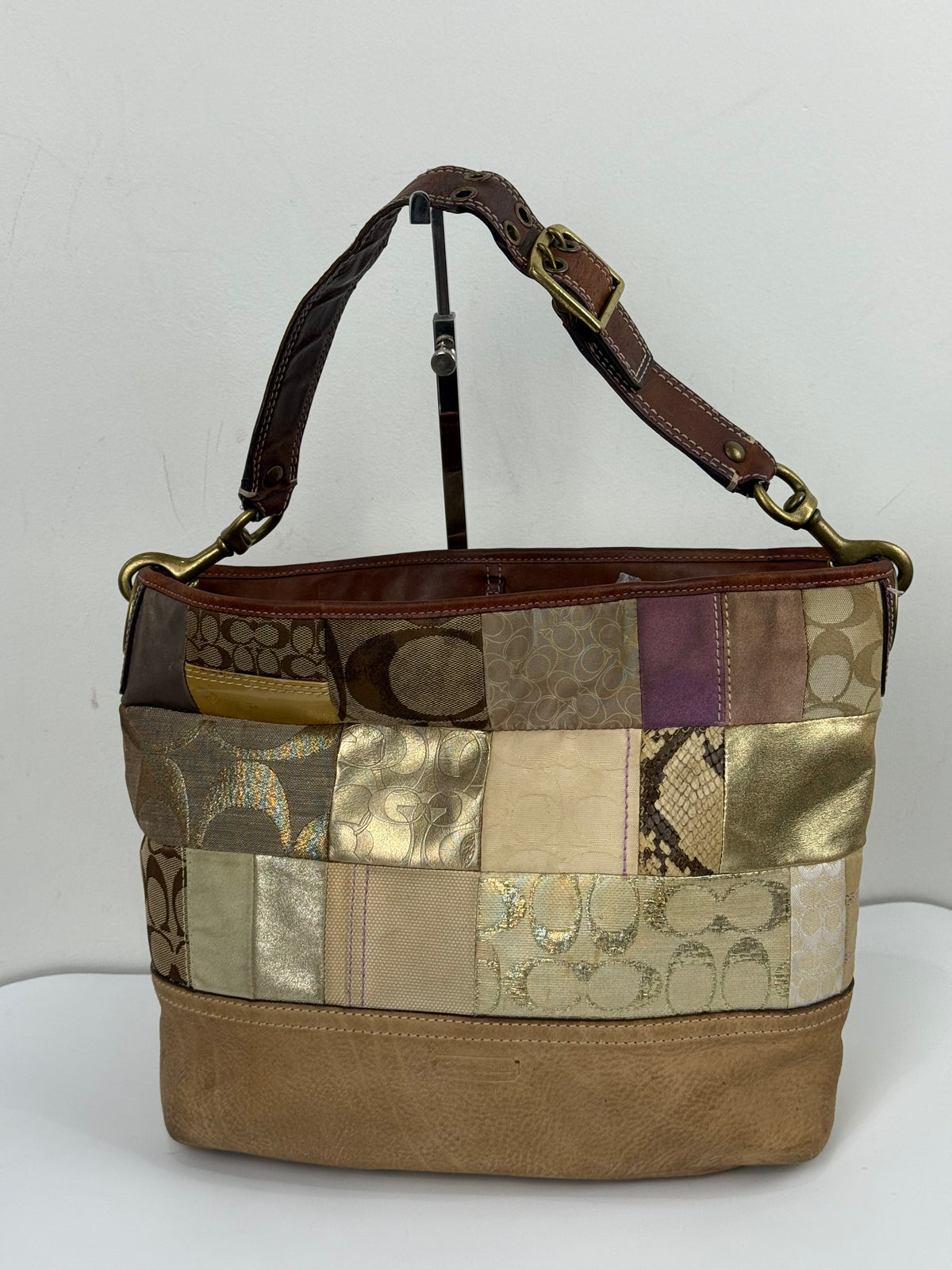 Vintage Coach Patchwork Tote Bag Coach Signature Shoulder Bag 00s Y2K