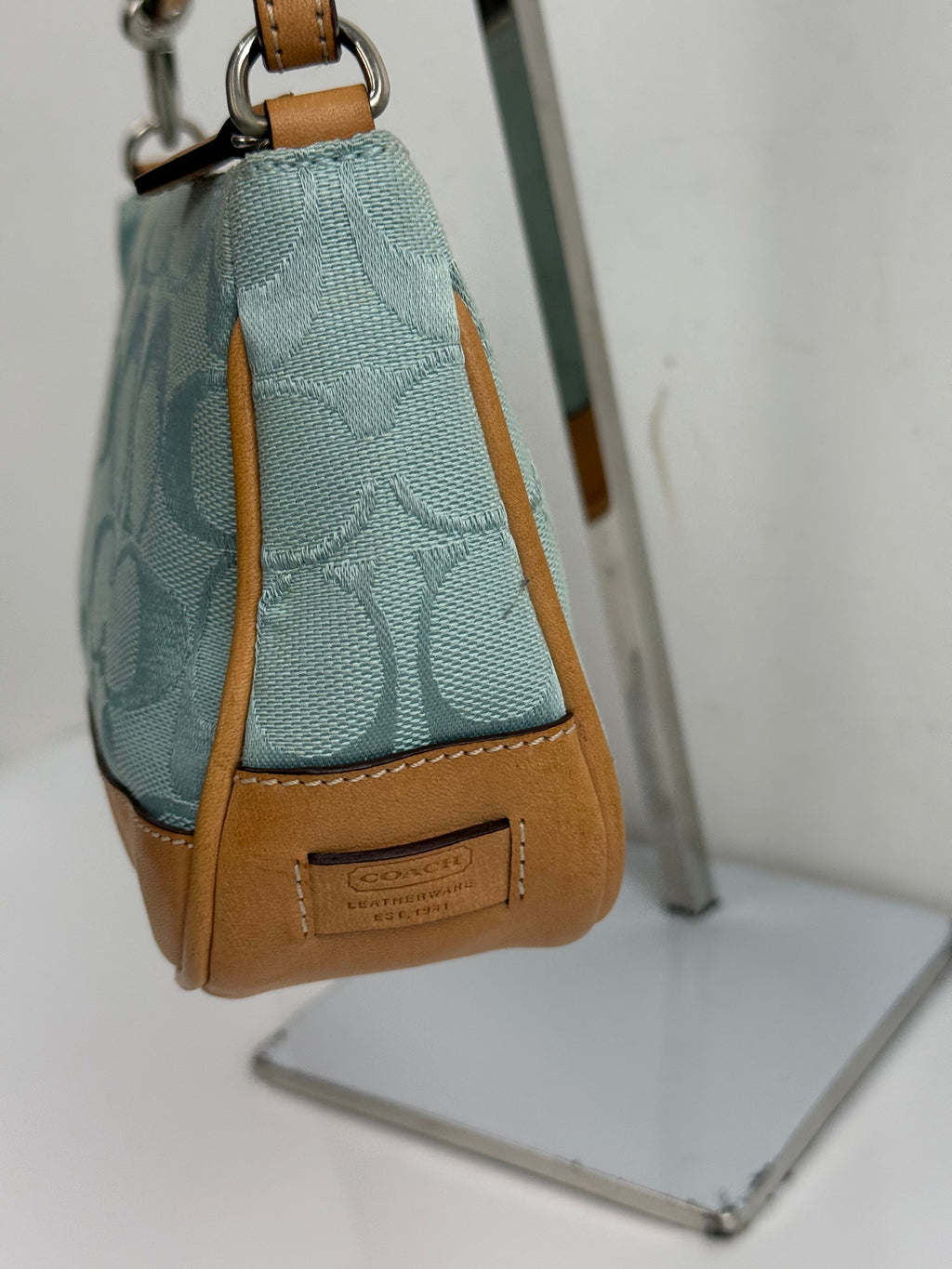 Vintage Coach Demi Bag Signature Blue Small Handbag 00s Y2K