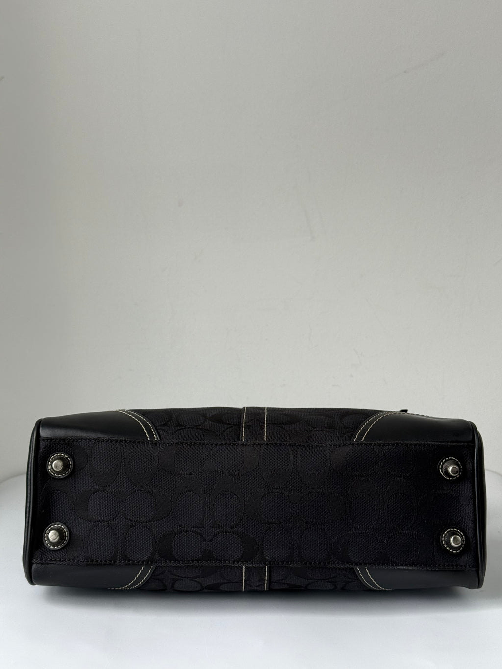 Vintage Coach Hampton Signature Tote Bag Black Coach Canvas HandBag 00s Y2K