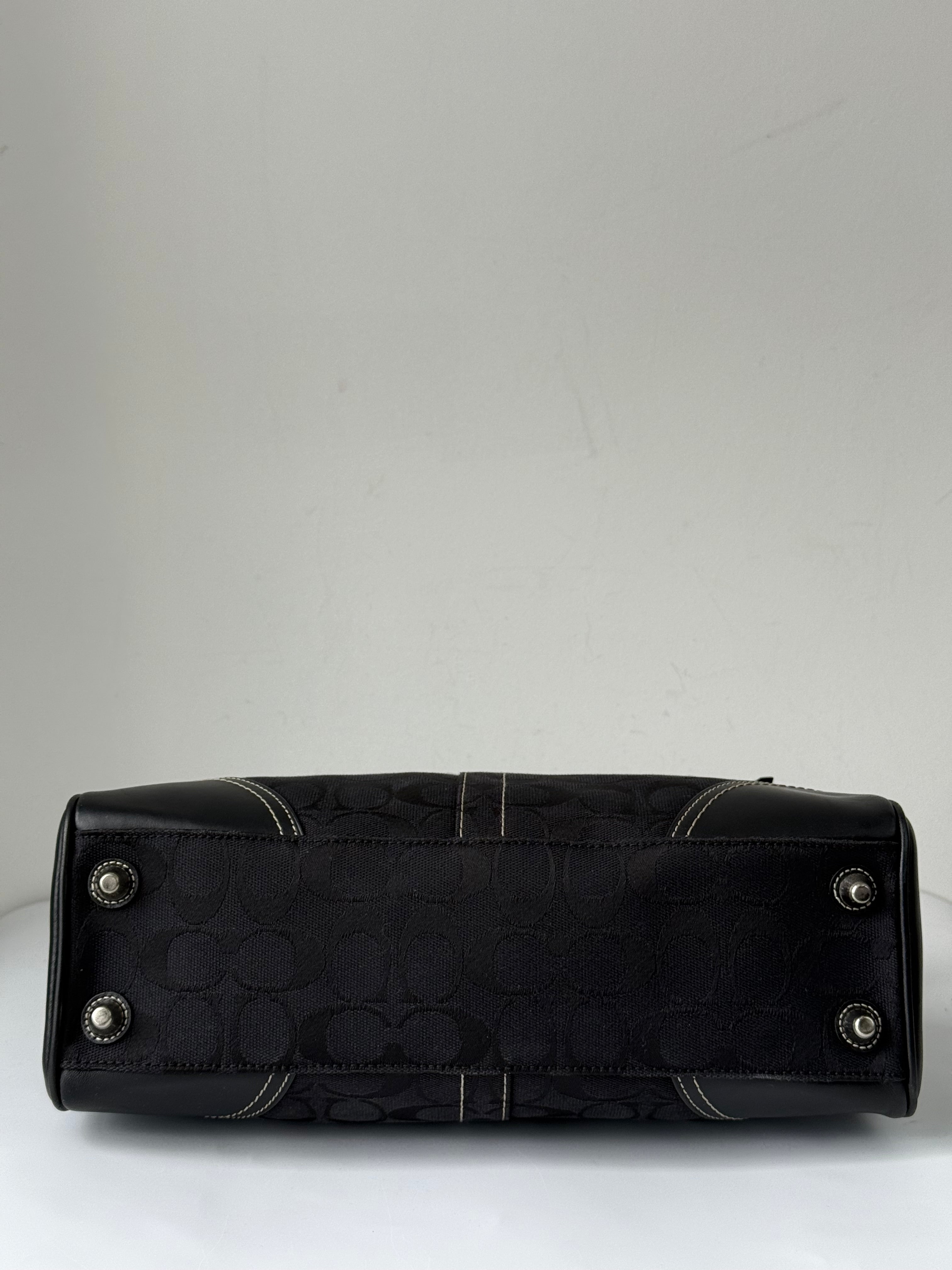 Vintage Coach Hampton Signature Tote Bag Black Coach Canvas HandBag 00s Y2K