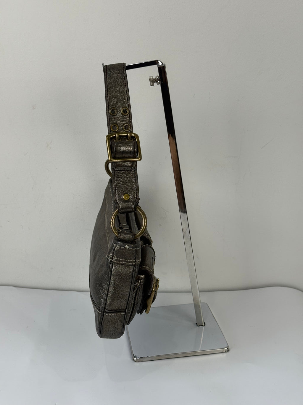 Rare Vintage Coach Mandy 65th Anniversary Legacy Bag Sliver Metallic Leather Shoulder Bag 00s Y2K