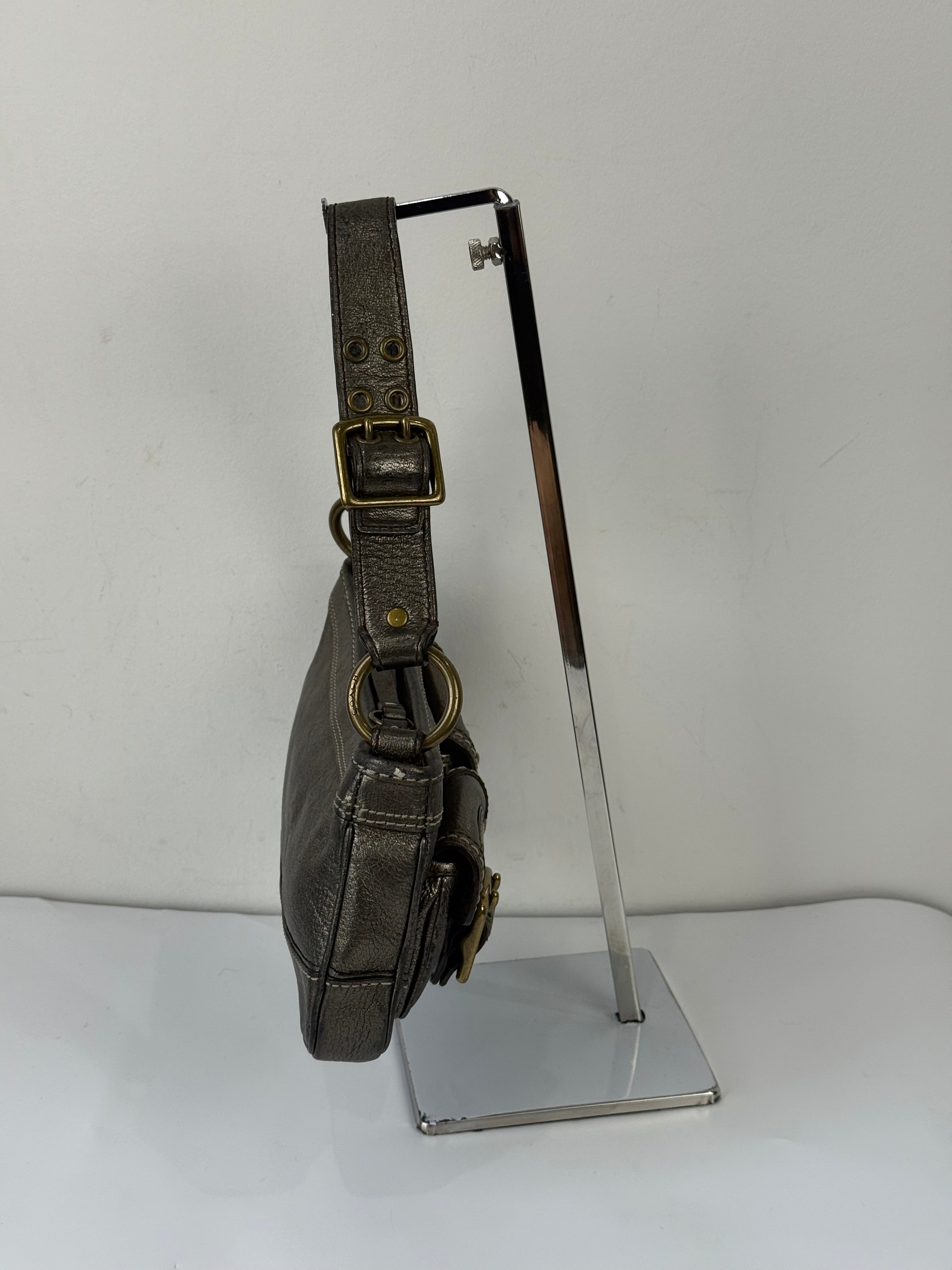 Rare Vintage Coach Mandy 65th Anniversary Legacy Bag Sliver Metallic Leather Shoulder Bag 00s Y2K
