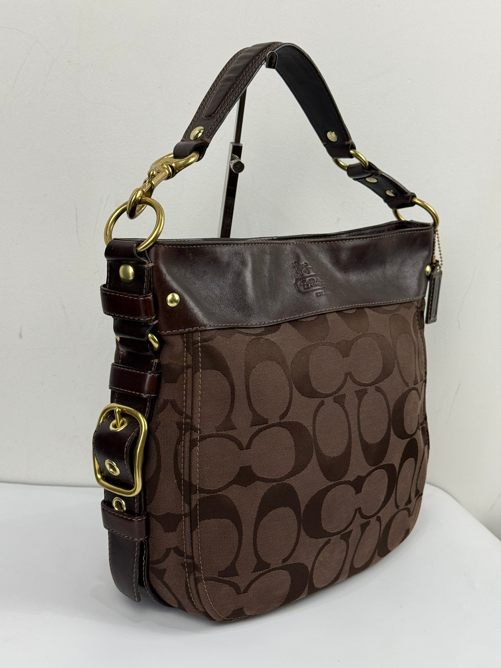 Vintage Coach Dark Brown Zoe Bag Coach Signature Shoulder Bag 00s Y2K
