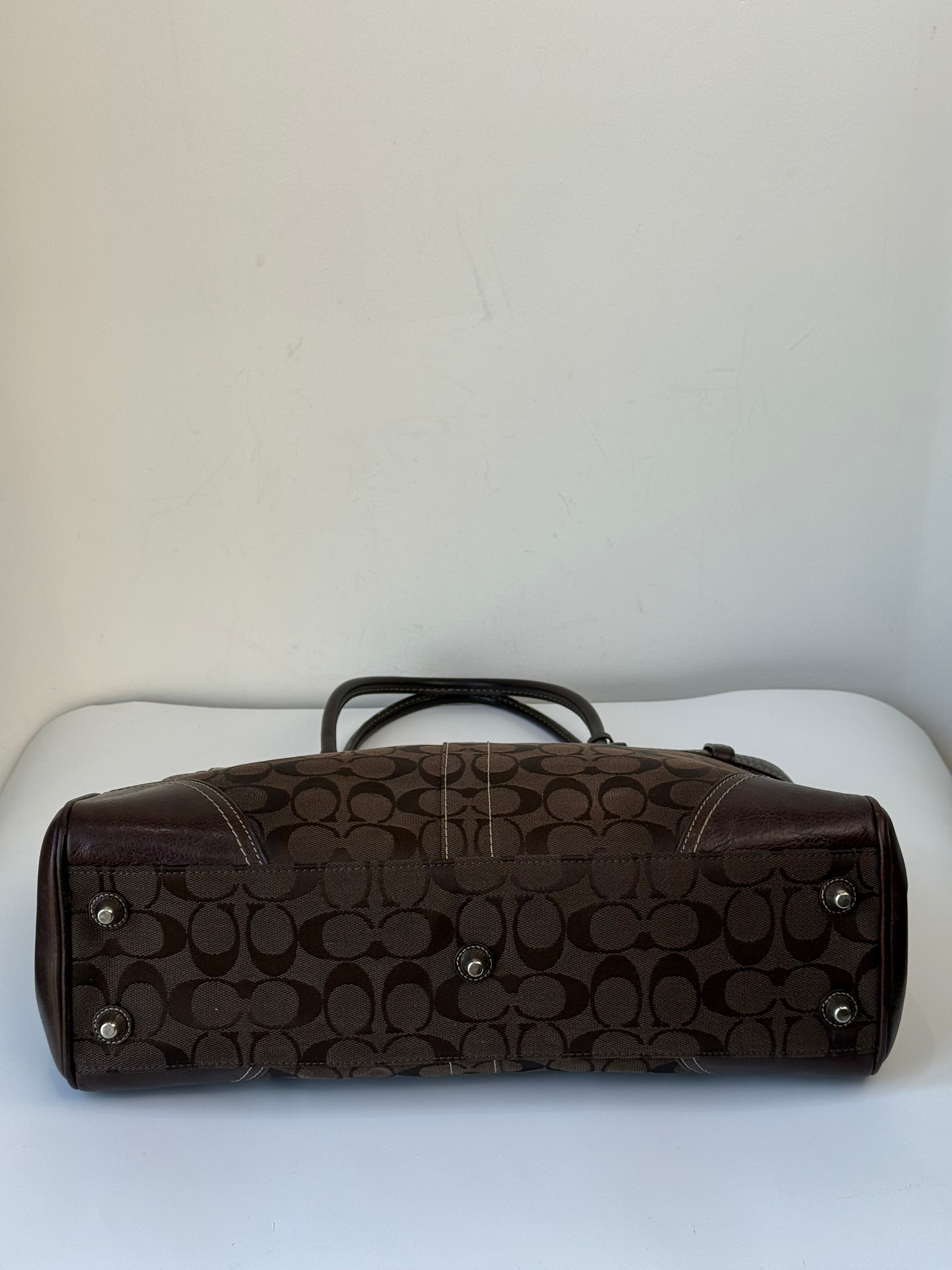 Vintage Coach Hampton Tote Bag Brown Coach Signature Monogram HandBag 00s Y2K Bag
