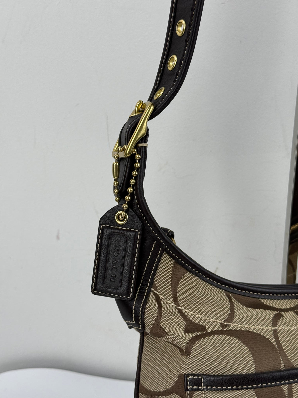 Vintage Coach Ergo Shoulder Bag Coach Brown & Beige Signature Crossbody Bag 00s Y2K