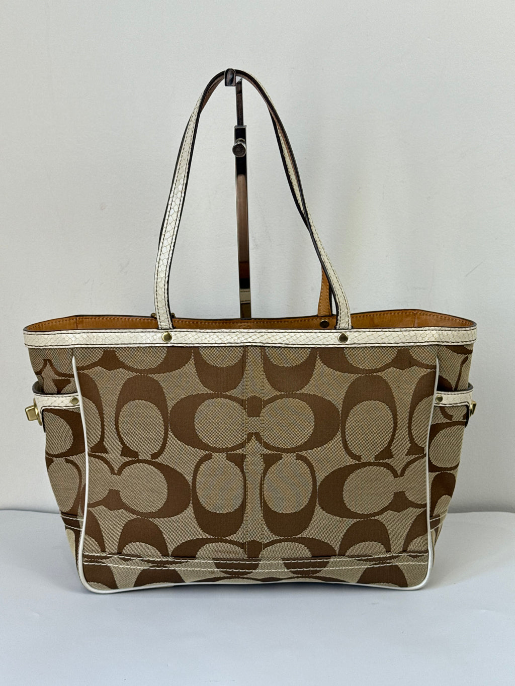 Vintage Coach Signature Tote Bag Coach Brown & Beige Handbag 00s Y2K