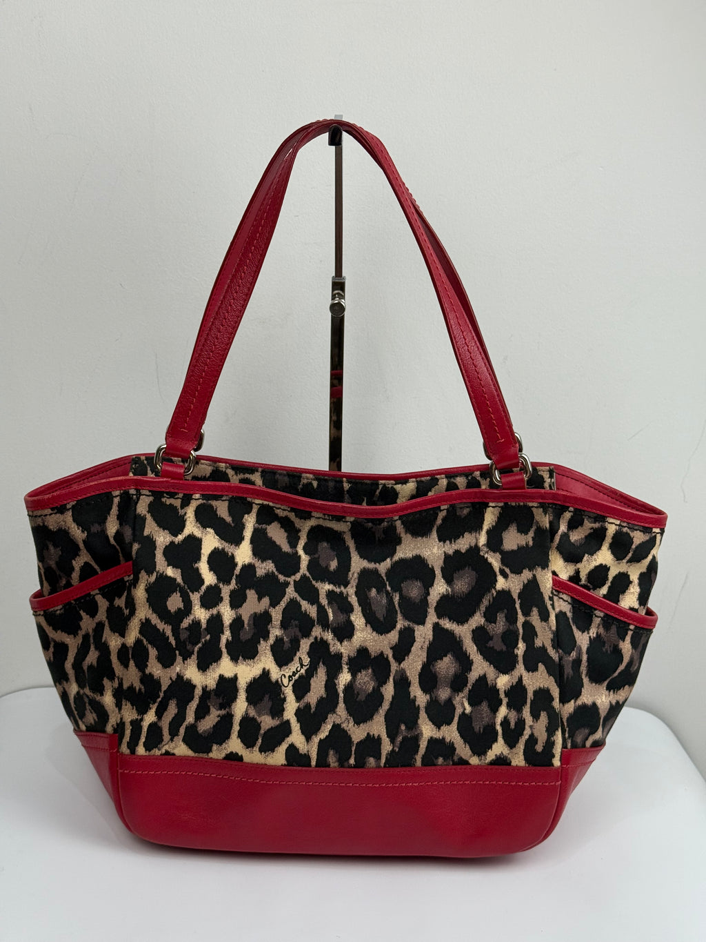 Vintage Coach Ocelot Leopard Print Park Tote Bag Canvas Handbag 00s Y2K
