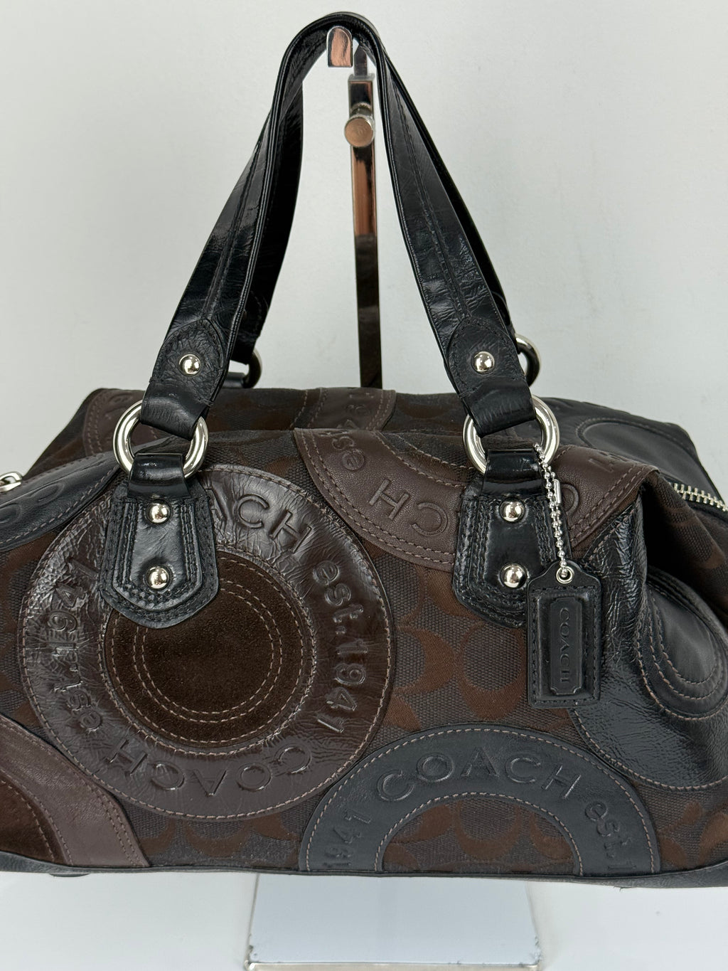 Vintage Coach Ashley Patchwork Satchel Bag Coach Black/Brown Y2K HandBag