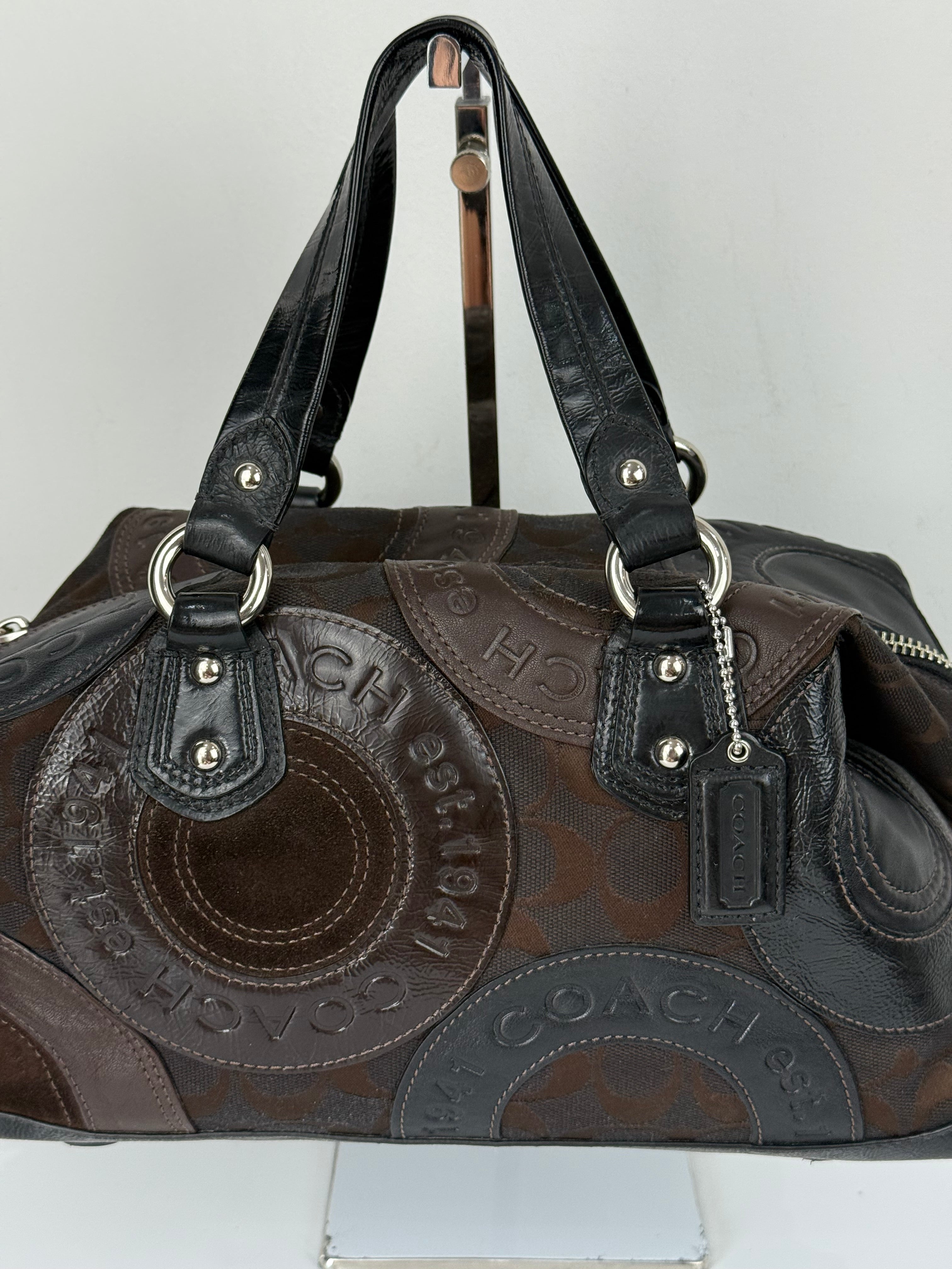 Vintage Coach Ashley Patchwork Satchel Bag Coach Black/Brown Y2K HandBag