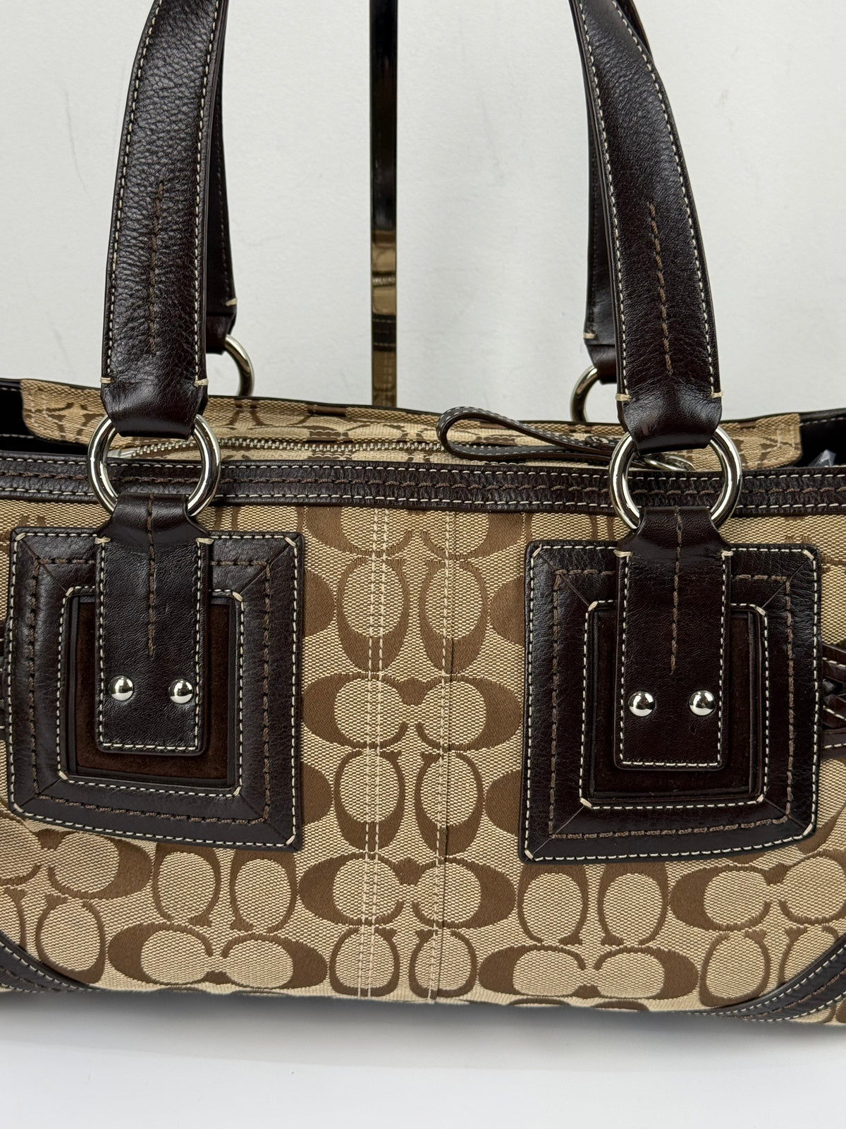 Vintage Coach Soho Satchel Bag Beige & Brown Signature Coach Handbag 00s Y2K