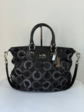 Vintage Coach Maddison Op Art Satchel Bag Black Signature Canvas Handbag 00s Y2K
