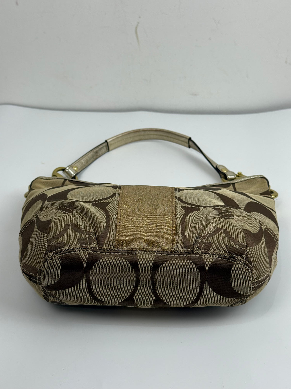 Vintage Coach Hobo Bag Beige/Brown Signature Stripe Shoulder Bag 00s Y2K